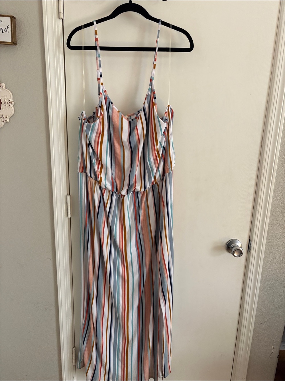 Derek Heart Striped Maxi Dress in White, Pink, Blue, Teal, Rust Boho Cottage